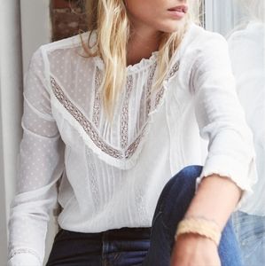 NWT Sezane Kristina Blouse Size 36 - Ecru